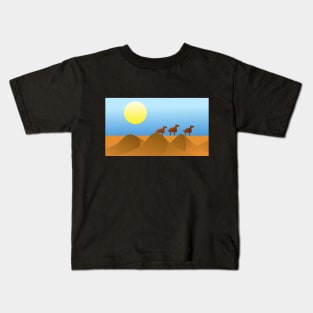 Camels in Desert Landscape Kids T-Shirt